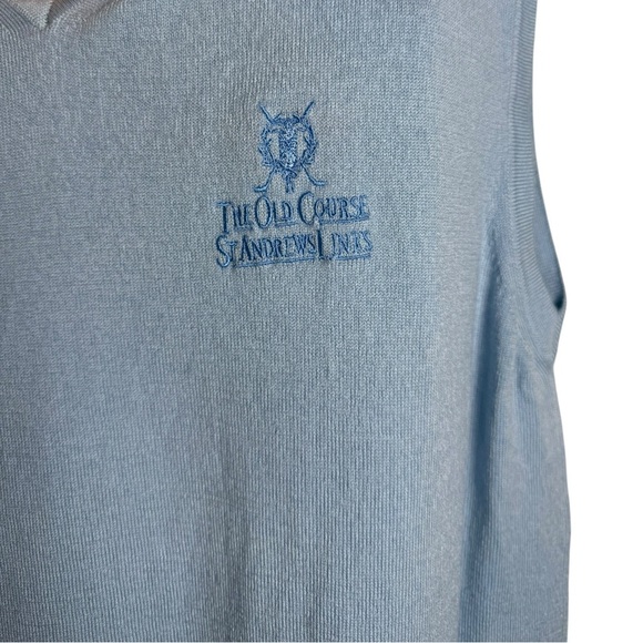 St Andrews Links The Old Course Wool Sweater Vest Men’s Size Medium Blue Golf - Picture 3 of 8